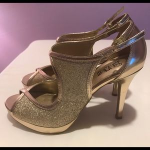 Gold Glitter Platform Heel